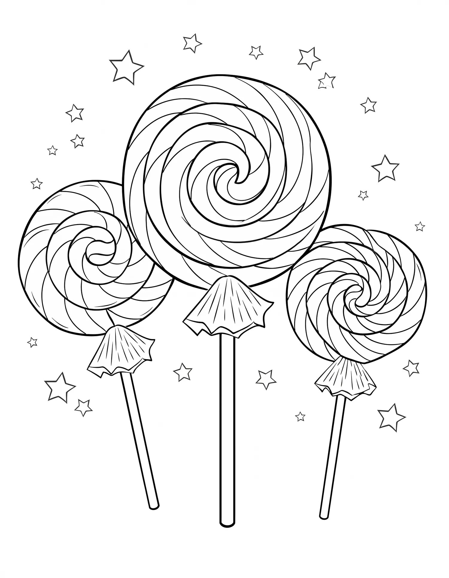 Sucettes Tourbillon Géantes, Coloriage pâtisserie à imprimer gratuitement